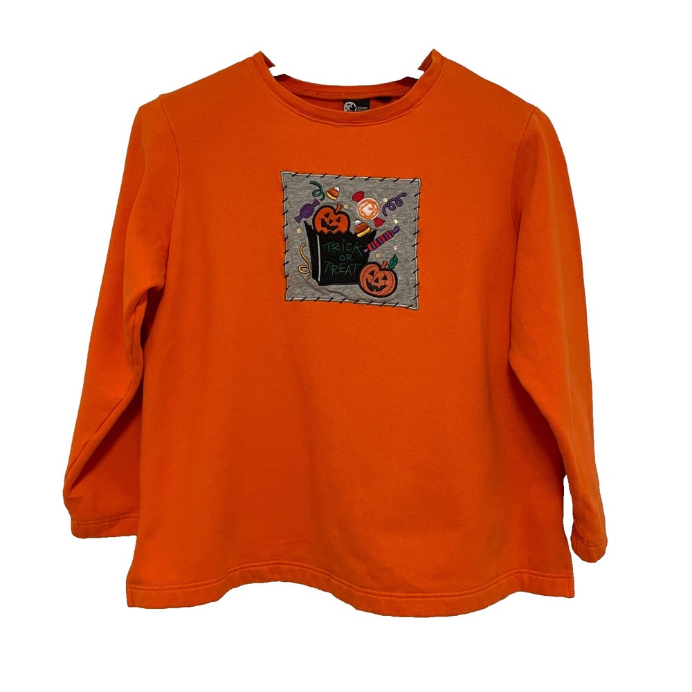 Holiday Editions Halloween Sweatshirt Women's XL Orange Trick‎ or Treat